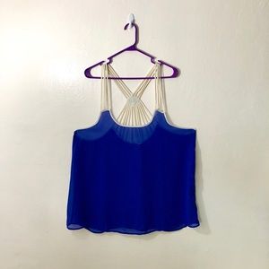 Blue sleeveless shirt